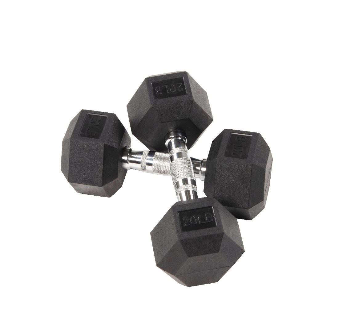 LIVE UP RUBBER HEX DUMBELL 20 LBS PAIR Wisechoice Fitness