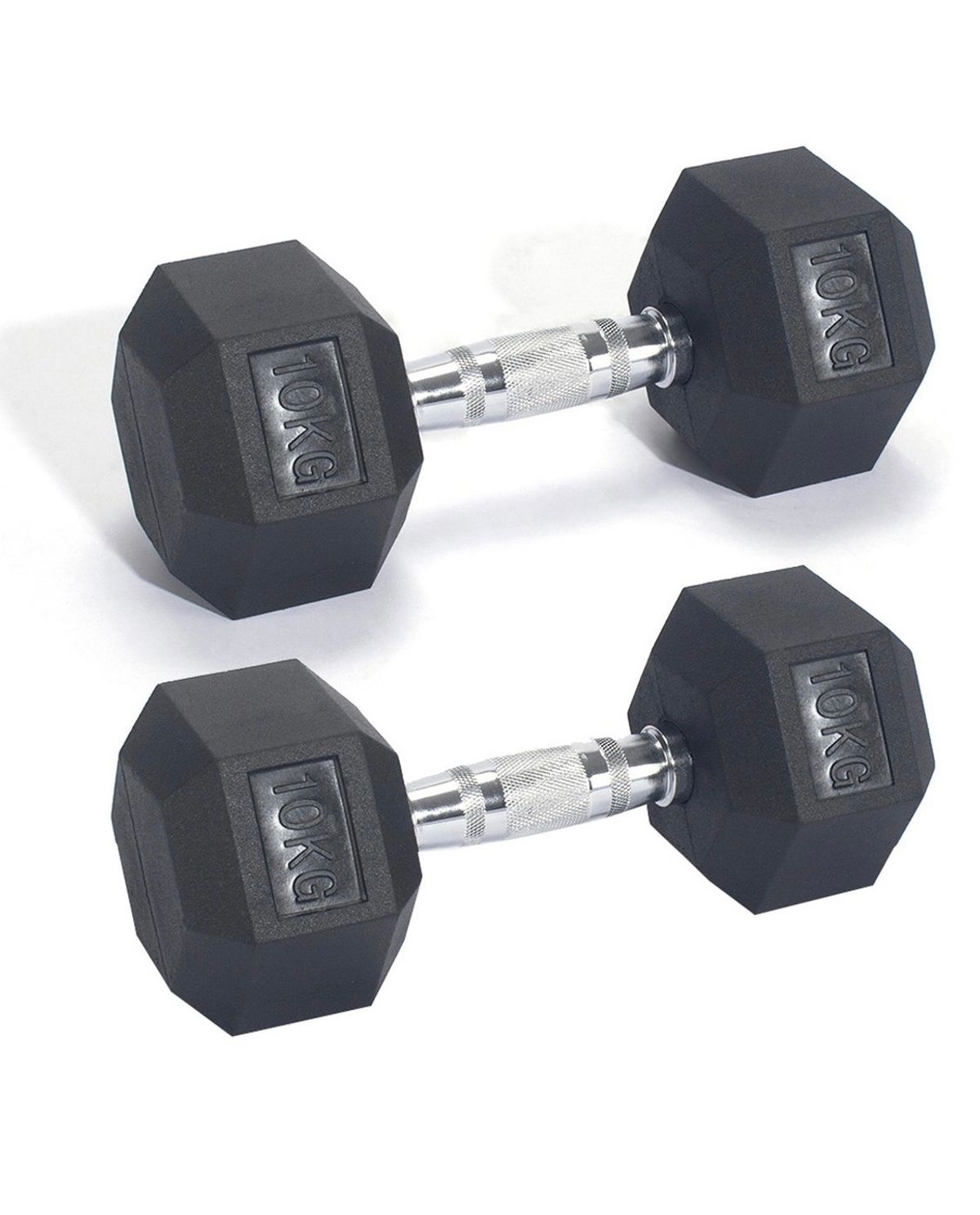 WISECHOICE HEX RUBBER DUMBELL 10KG (PAIR) - Wisechoice Fitness